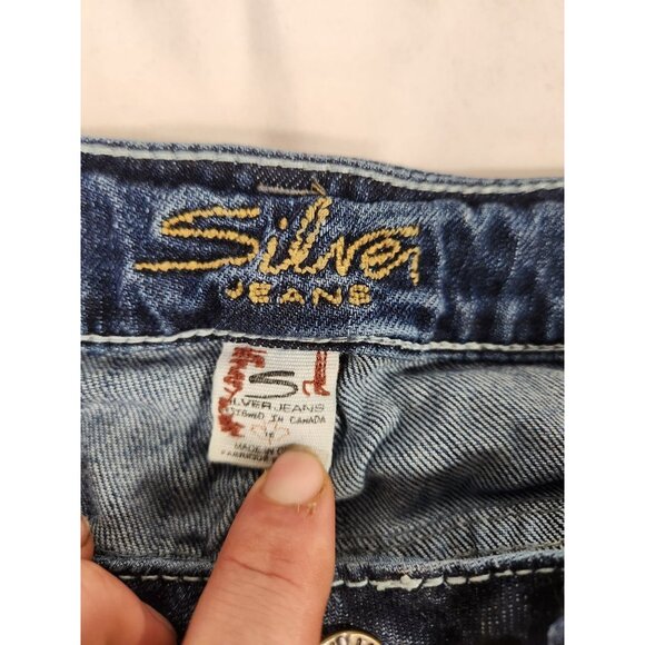 Silver Womens Lola Plus Jeans Bootcut Distressed Western Festival Boho 16/31 - Picture 7 of 7